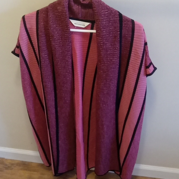 MISOOK Striped Rib-Knit Relaxed Cardigan Vest - Picture 2 of 2